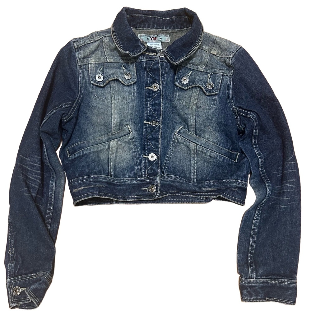 Y2K YMI Cropped Denim Trucker Jacket Women’s Large – Faded Wash